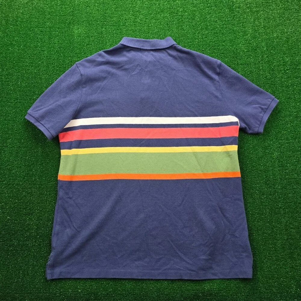 Polo Ralph Lauren Polo Shirt Mens Large Blue Striped Short‎ Sleeve Golf Preppy